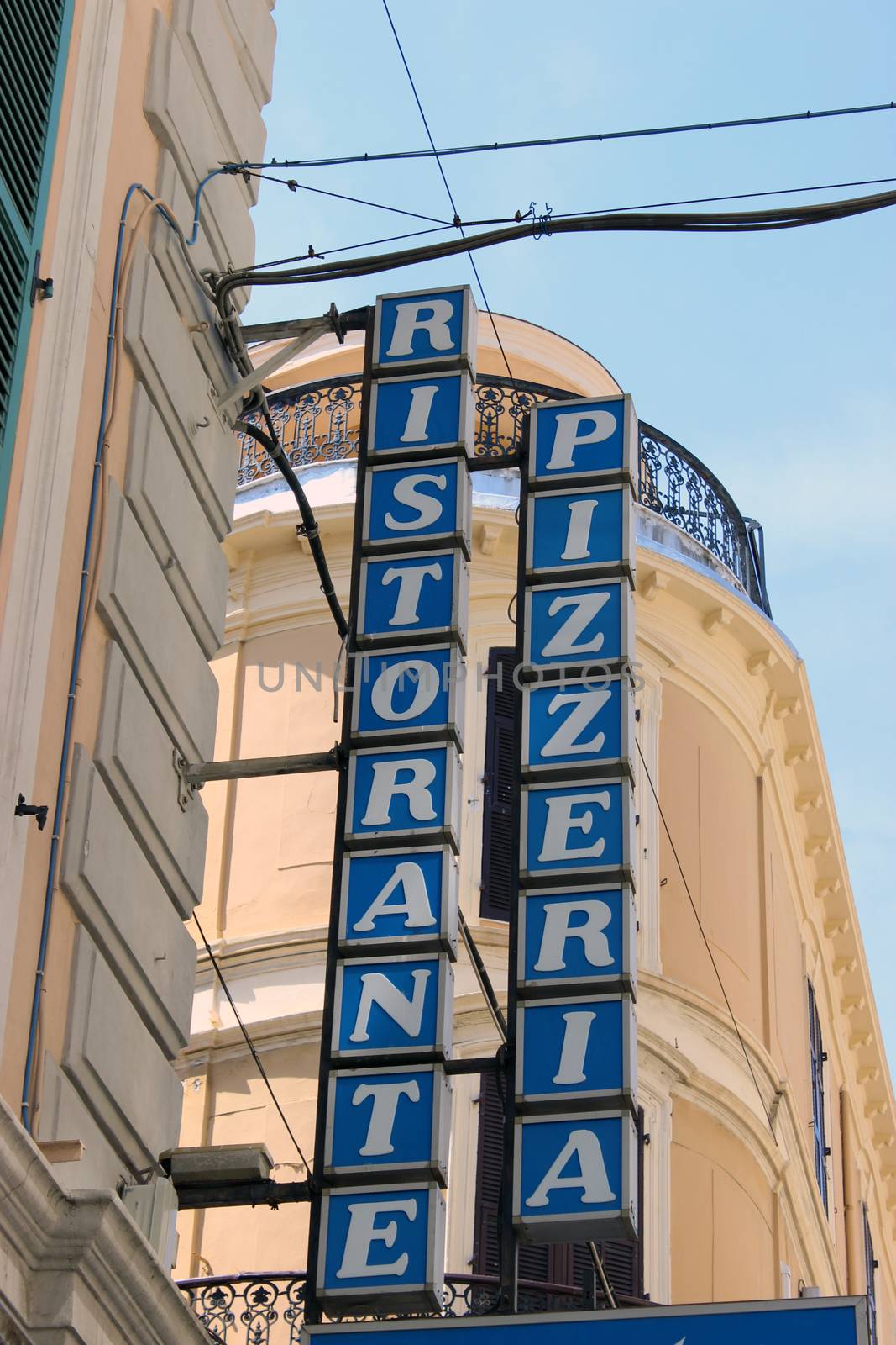 Italian Restaurant Sign on the street in Italy