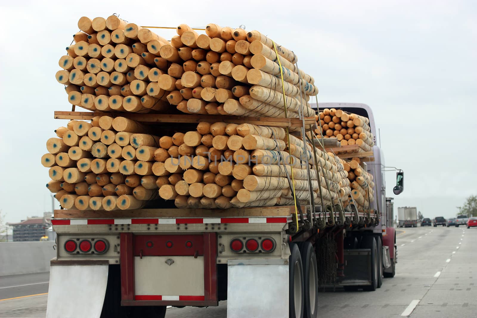 Large truck transporting wood