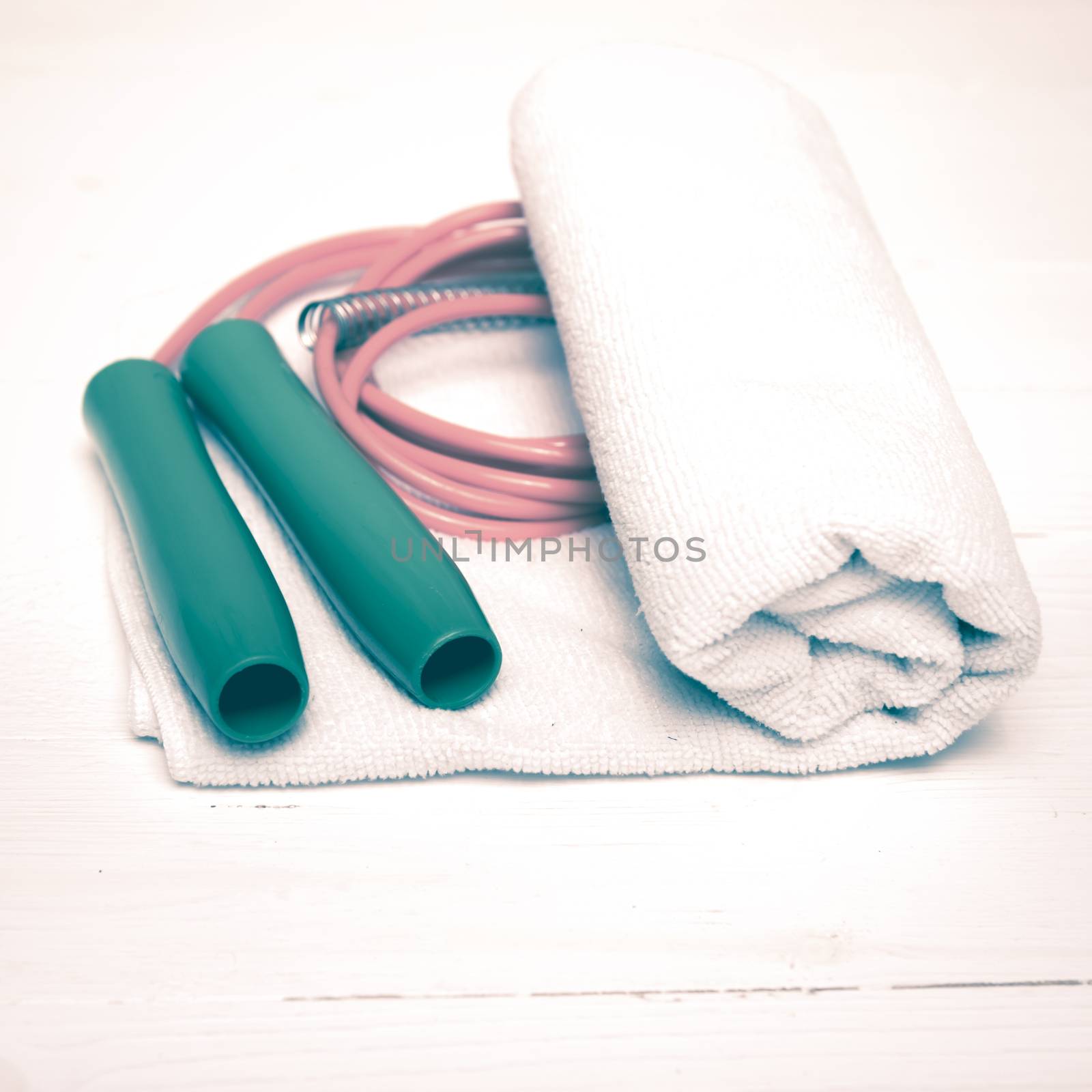 fitness equipment:towel,jumping rope vintage style by ammza12