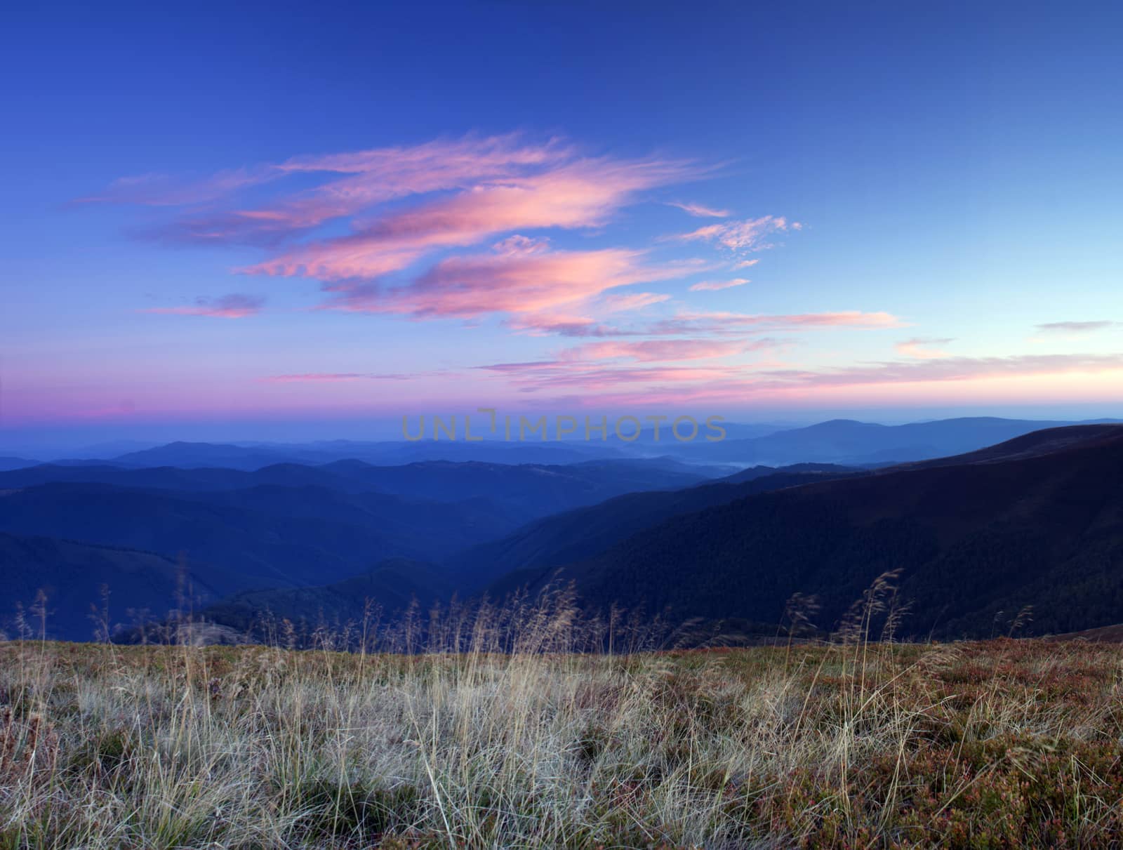 evening mountain plateau landscape (Carpathian, Ukraine) by dolnikow