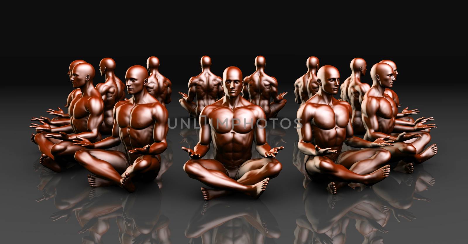 Man Sitting in the Lotus Position in Yoga as Art
