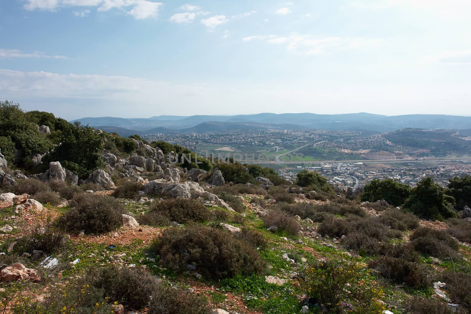 Typical nature view landscape of the Galilee area in Israel                               