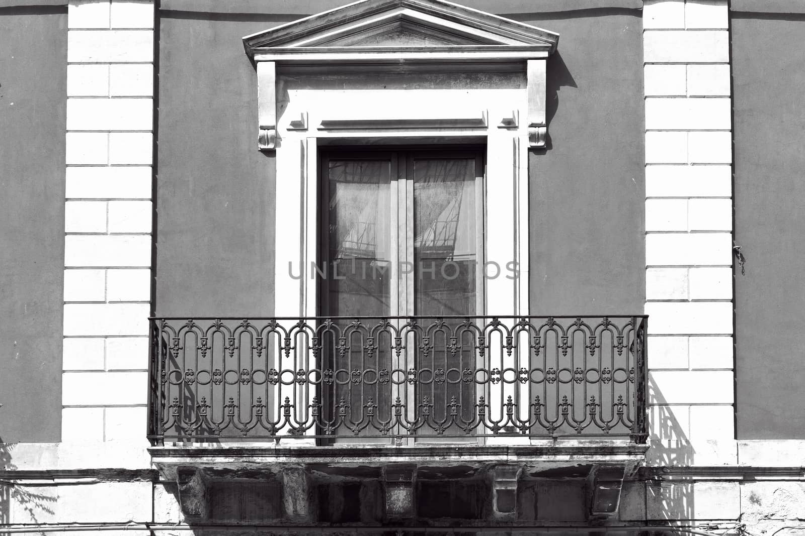 Italian Window in Sicily, Italy, Retro Image Filtered Style