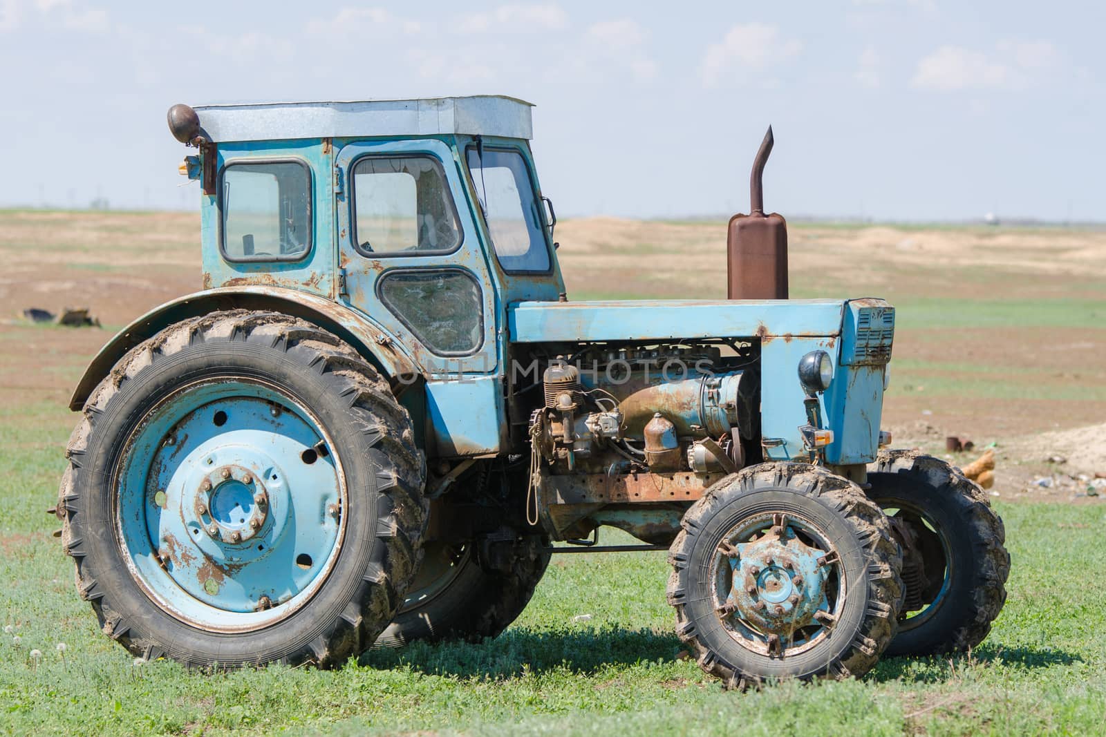 Solodniki, Russia - May 13, 2015: Diesel wheeled tractor T-40 production Lipetsk Tractor Plant
