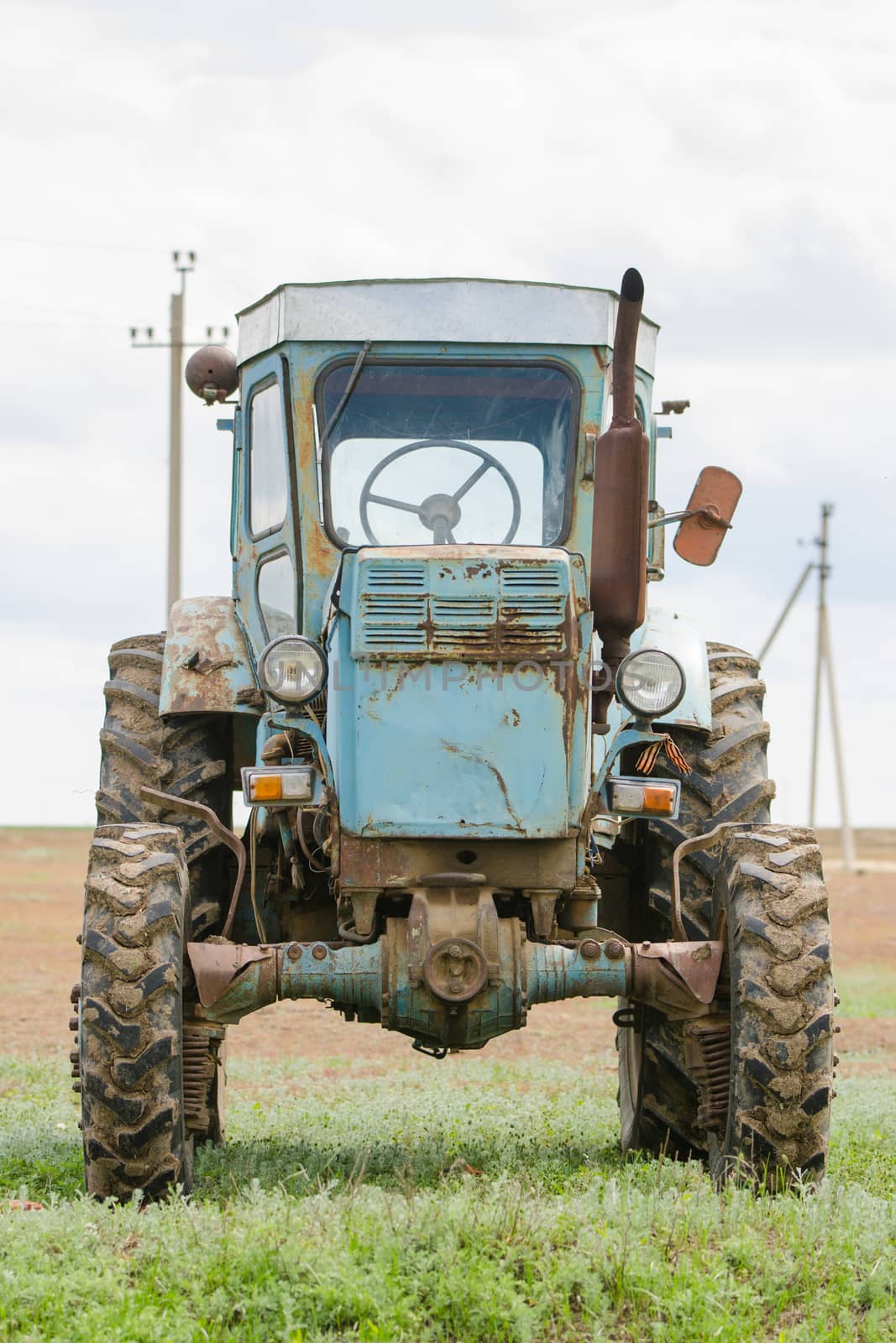 Solodniki, Russia - May 13, 2015: Diesel wheeled tractor T-40 production Lipetsk Tractor Plant