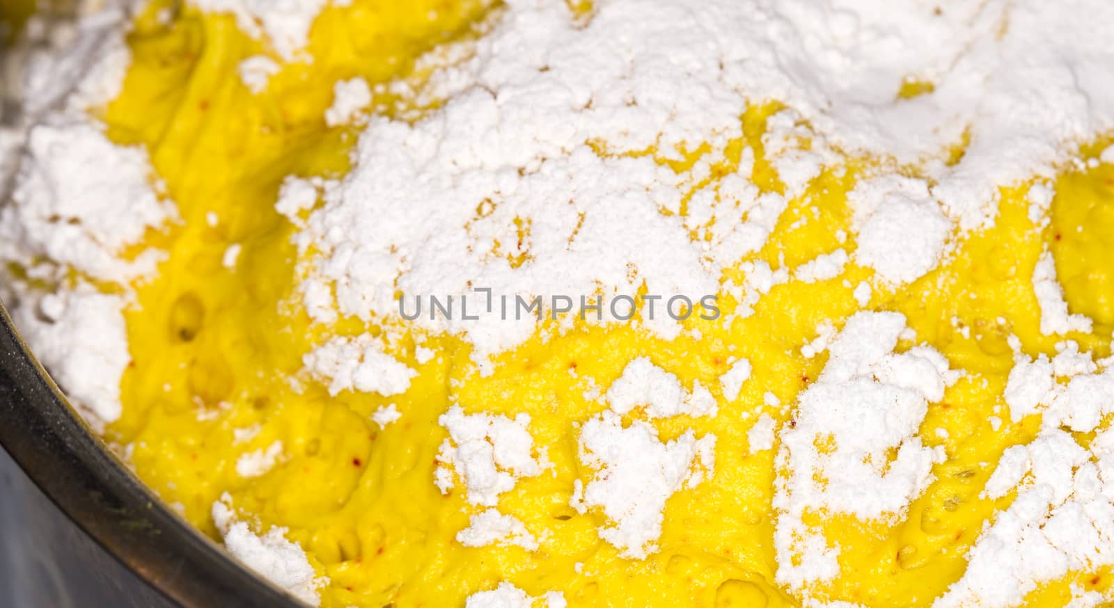 Saffron Bun Dough close up.