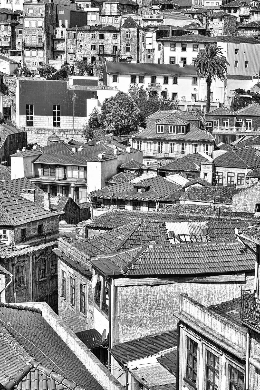 View to Historic Center City of Porto in Portugal, Retro Image Filtered Style
