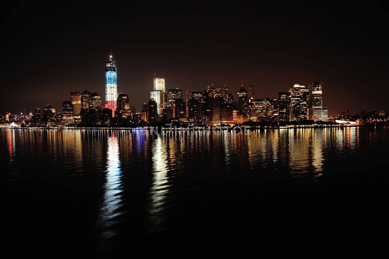 Manhattan island at night