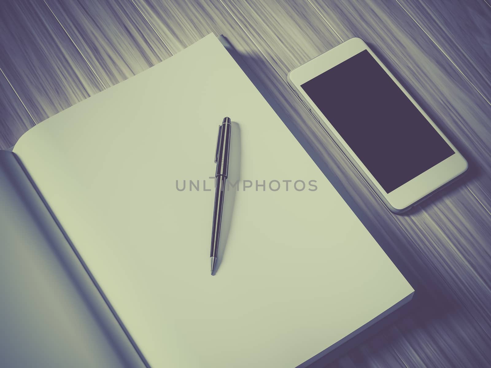 High angle view of a setting table of business workplace, shot in office, home work space