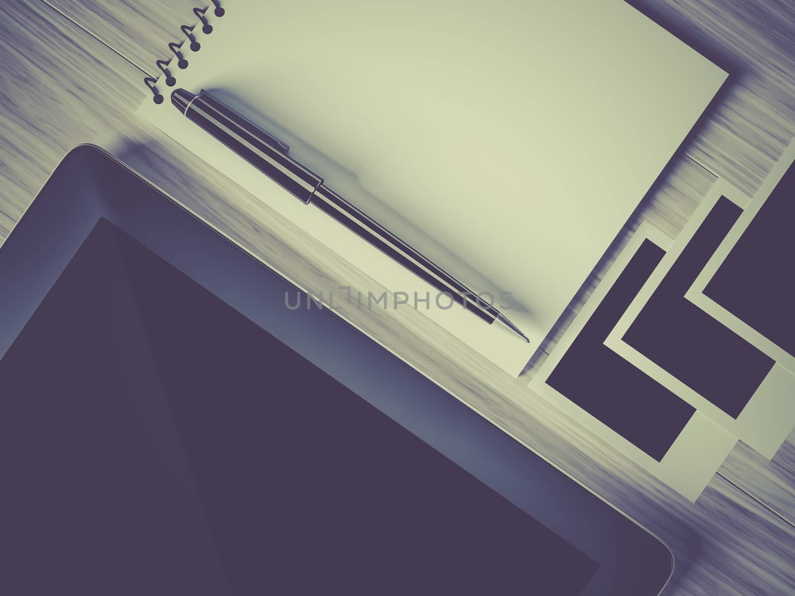 High angle view of a setting table of business workplace, shot in office, home work space