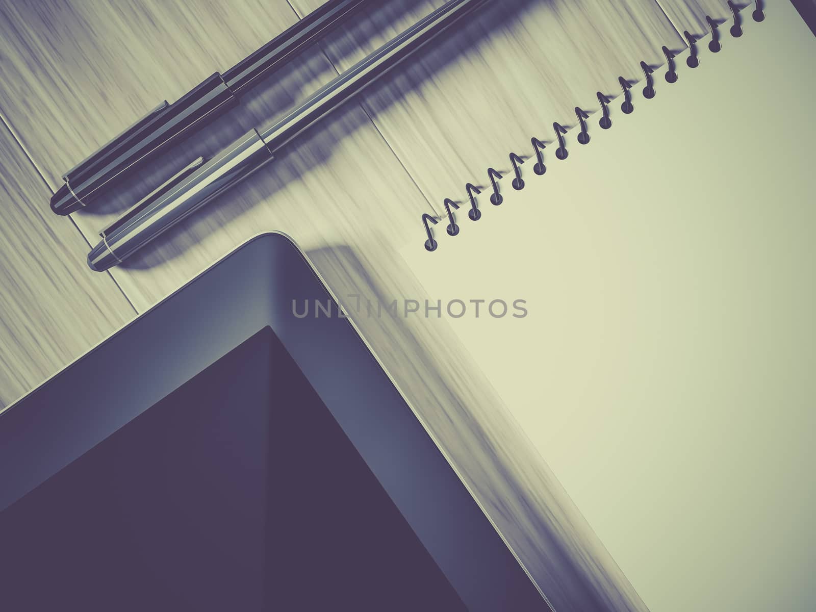 High angle view of a setting table of business workplace, shot in office, home work space