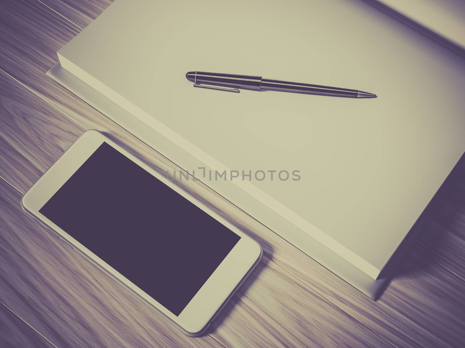 High angle view of a setting table of business workplace, shot in office, home work space