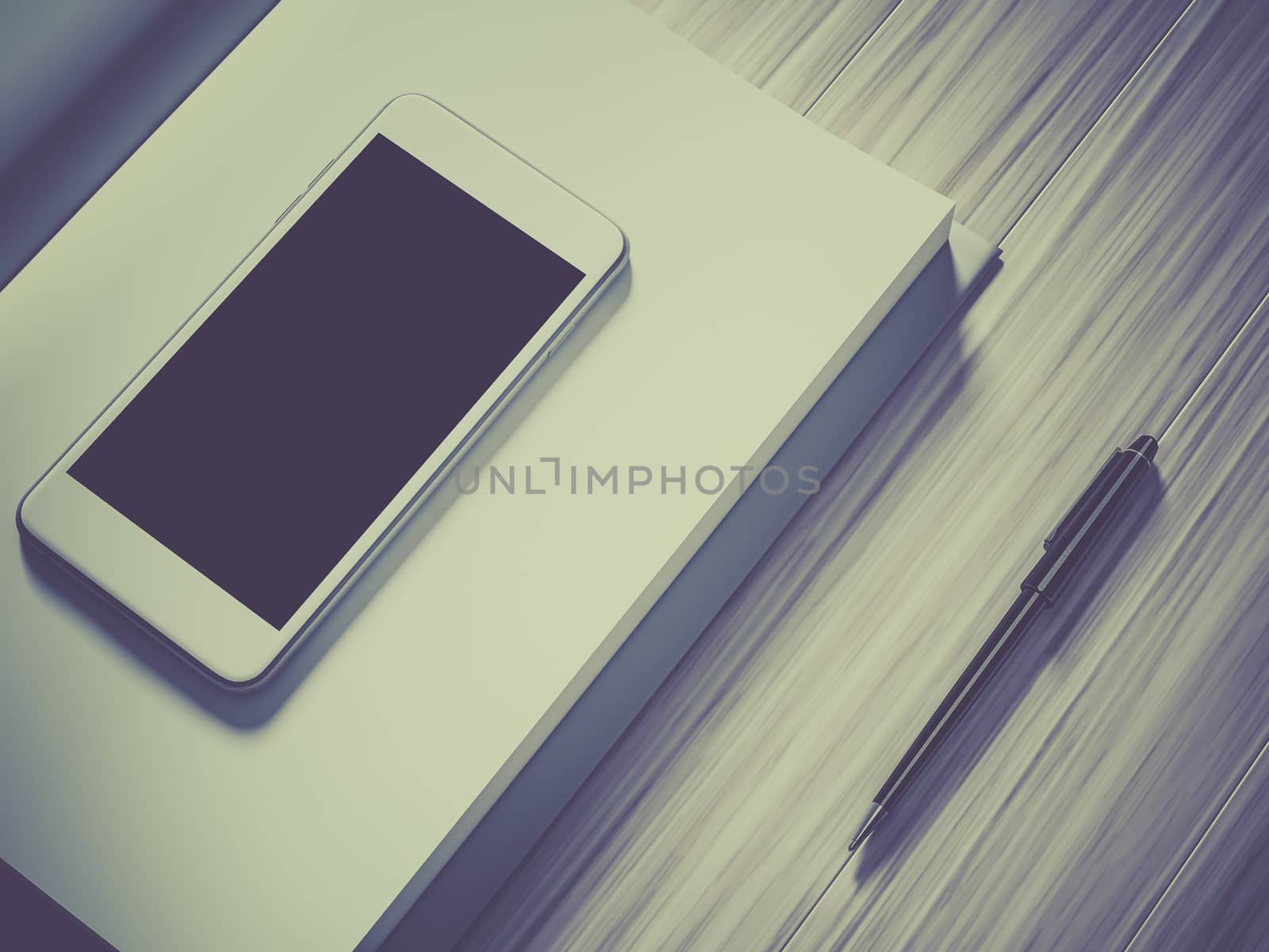 High angle view of a setting table of business workplace, shot in office, home work space