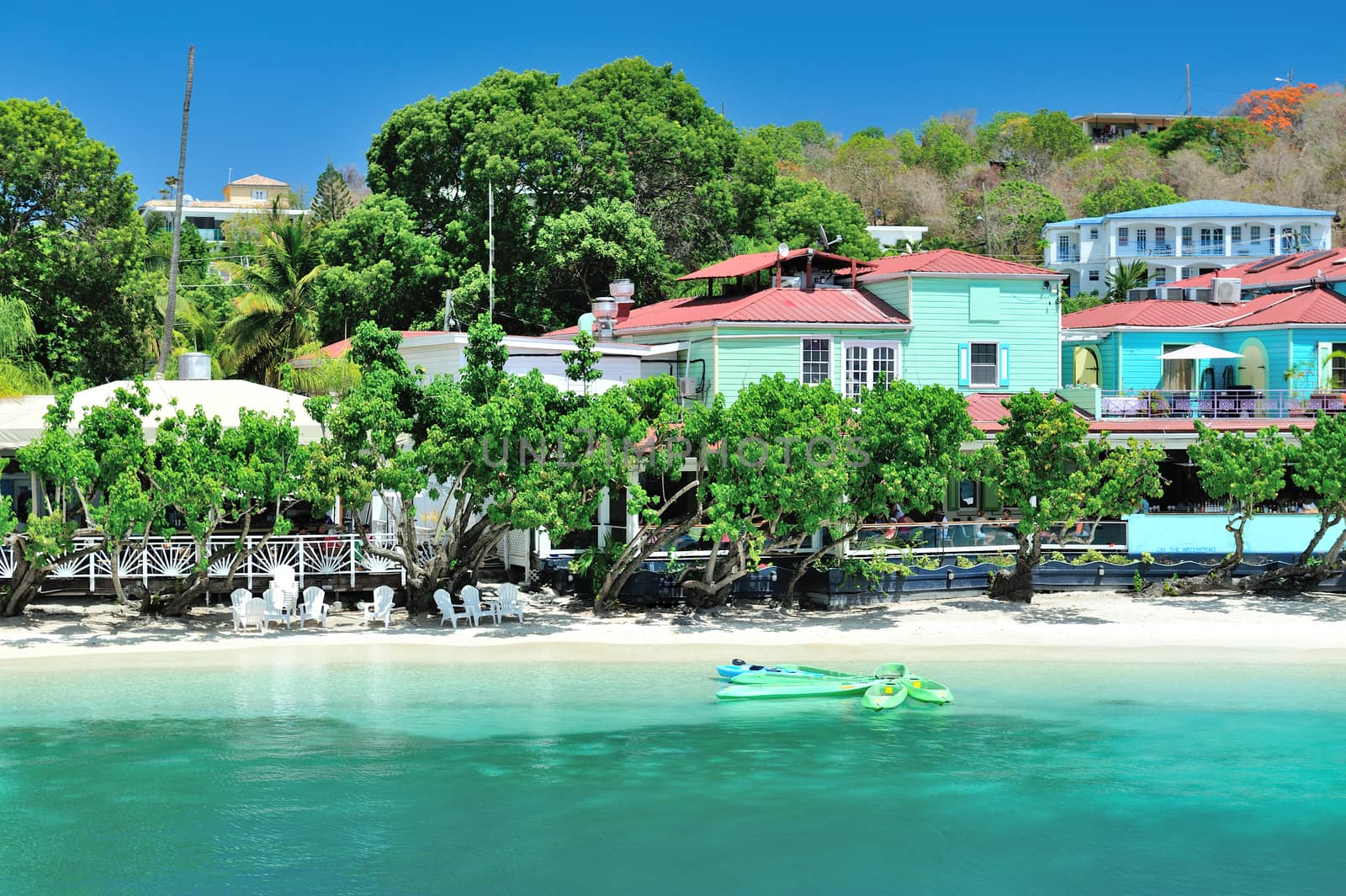 Paradise beach in St joan island in sunny day