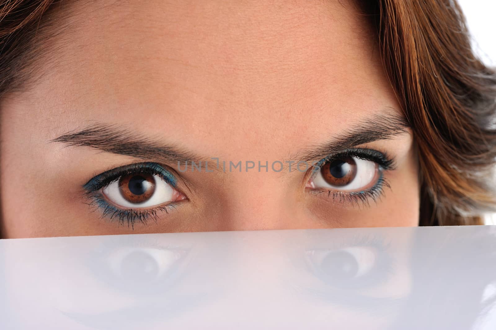 Dark hair latino girl with brown eyes