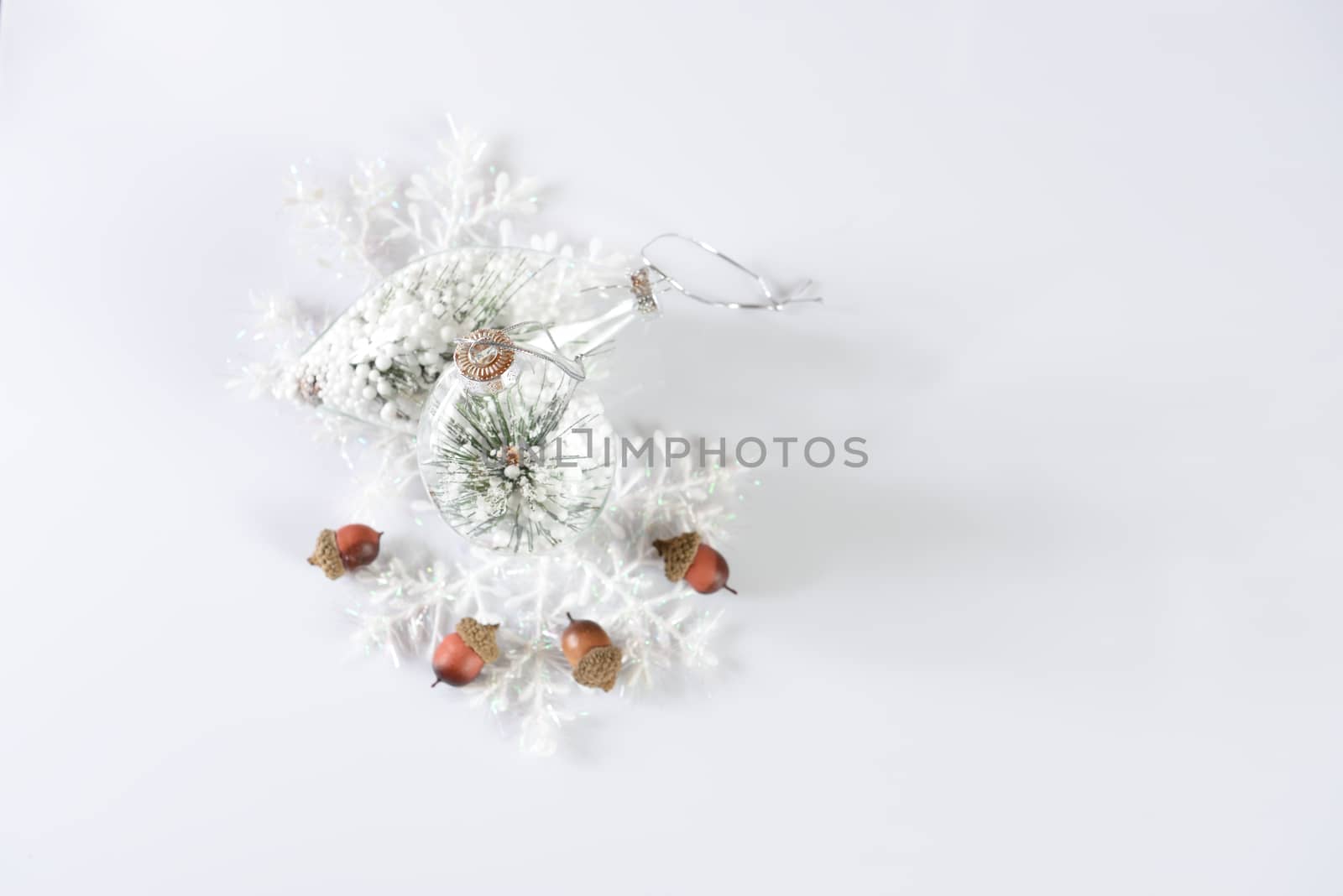 New year and christmas decoration on white background