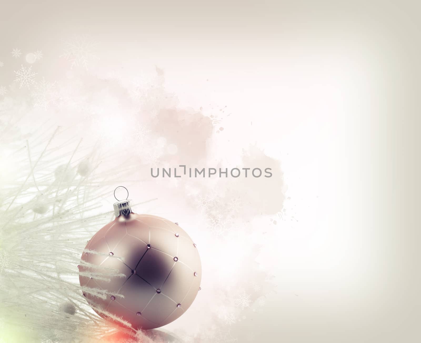 Christmas decoration with ball ornament over abstract background