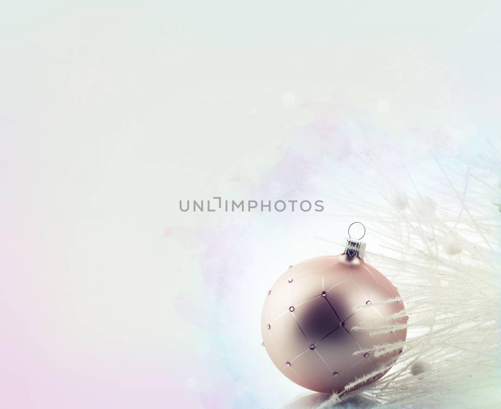 Christmas decoration with ball ornaments over abstract background