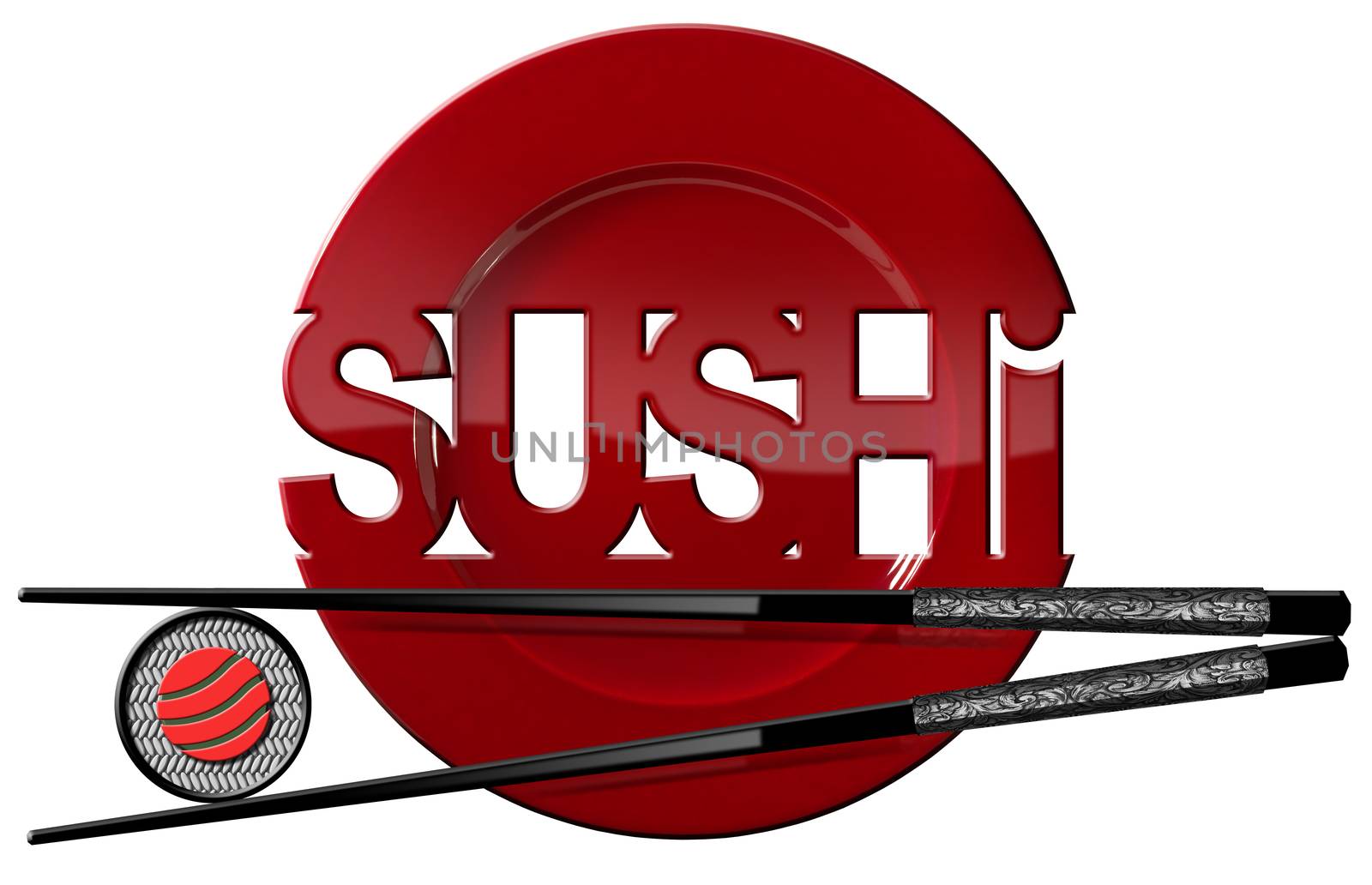 Sushi - Symbol with Plate and Chopsticks by catalby
