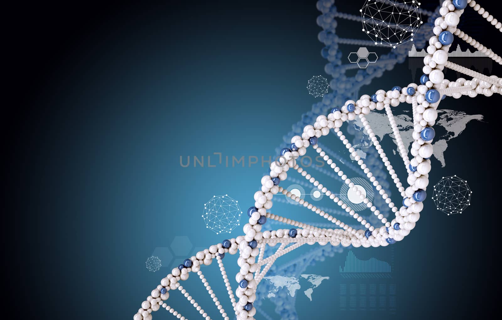 DNA on blue background by cherezoff