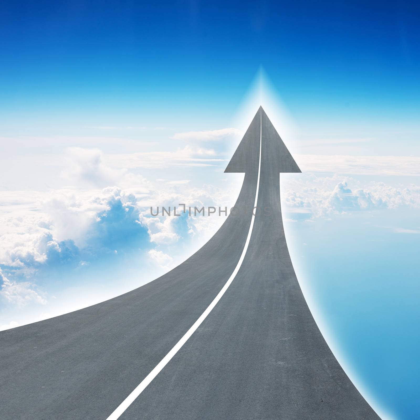 Highway road going up as an arrow in air by cherezoff