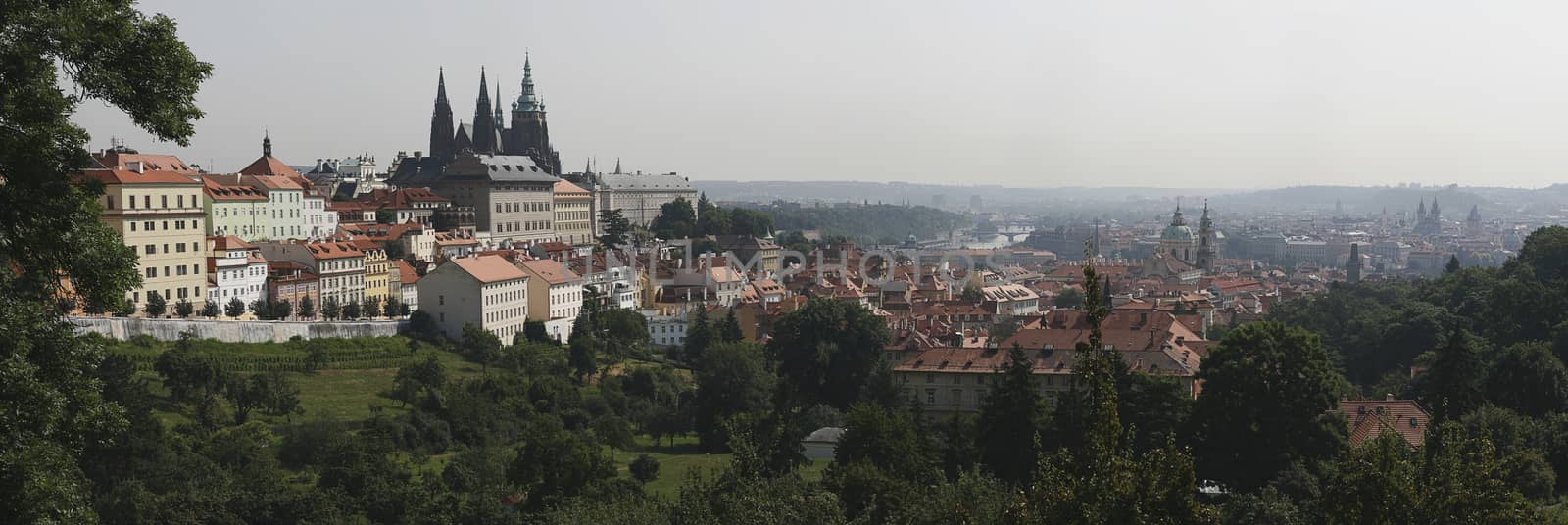Prague panorama in summer in summer day
