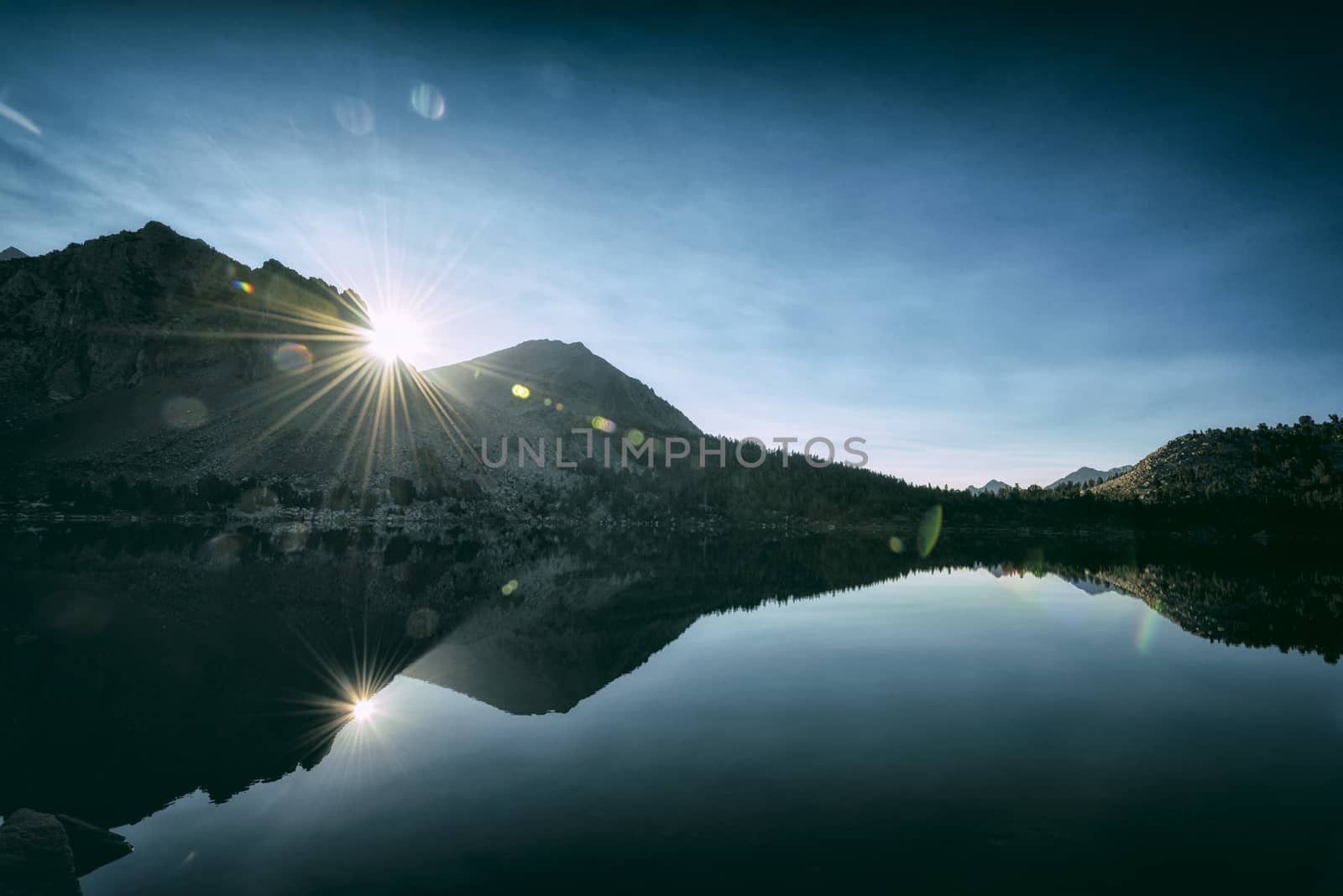 Morning sun at Lake Virginia, California by patricklienin