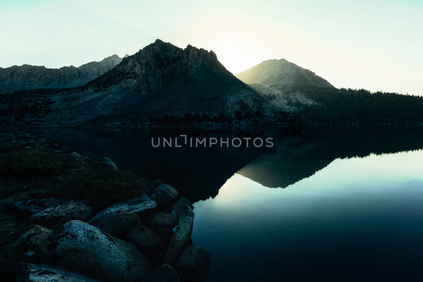 Morning sun at Lake Virginia, California by patricklienin