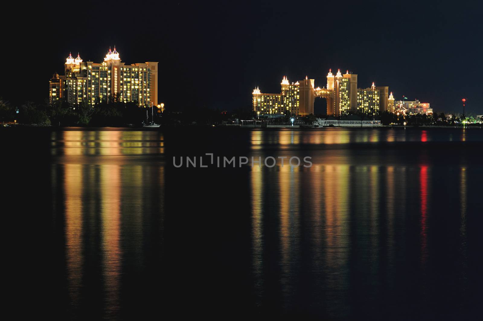 Atlantis Hotel in Nassau Bahamas at night