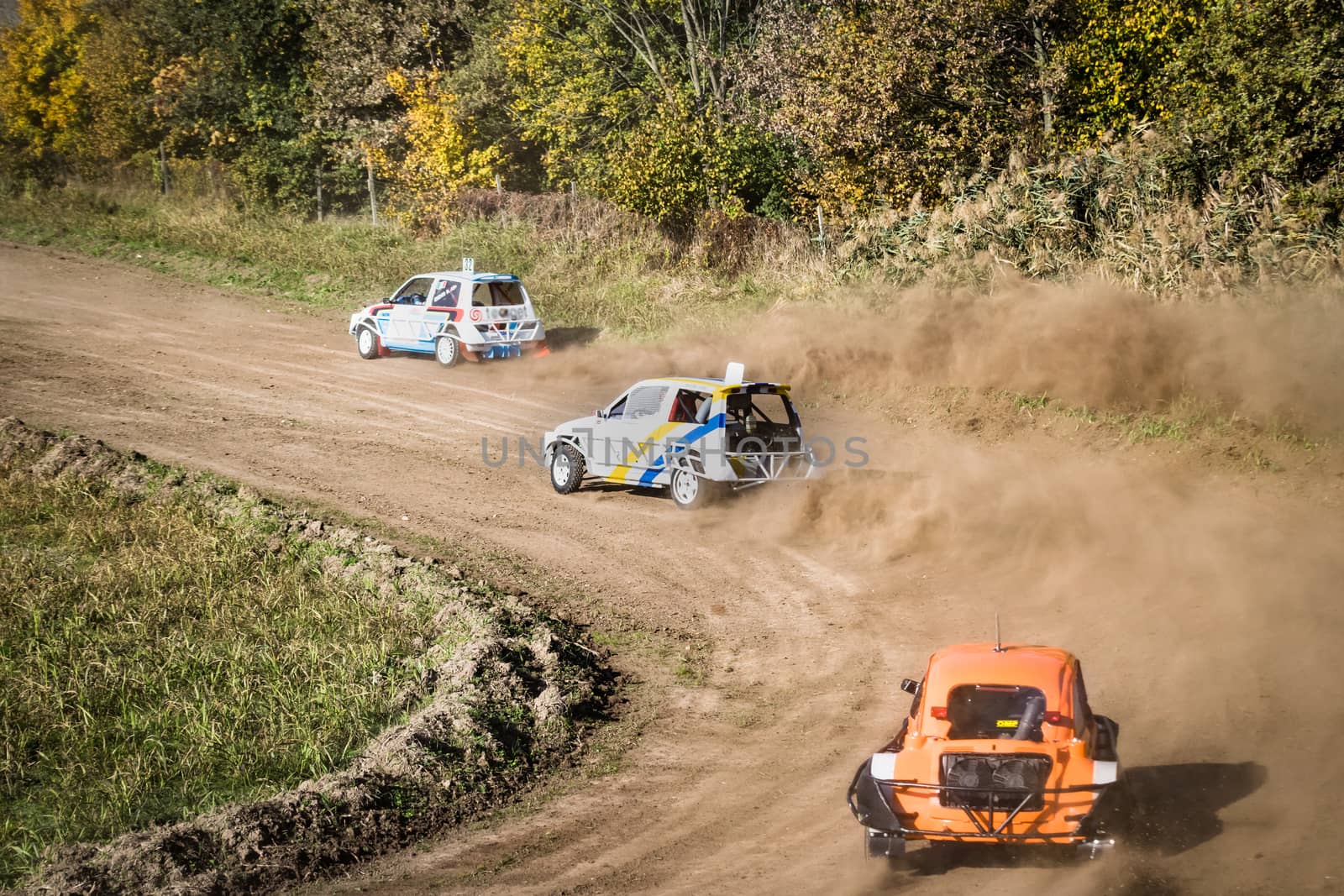 VERONA, Italy - November 08: Car during a "stock car cross" race in Verona, Italy on Sunday, November 8, 2015. The league called "stock car cross" foresees the use of tuned cars on unpaved circuits.