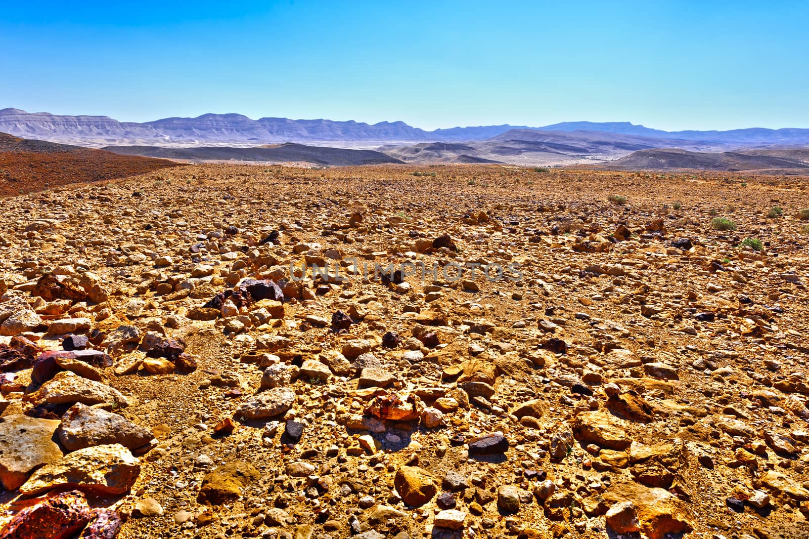 Big Stones of Grand Crater in Negev Desert, Israel