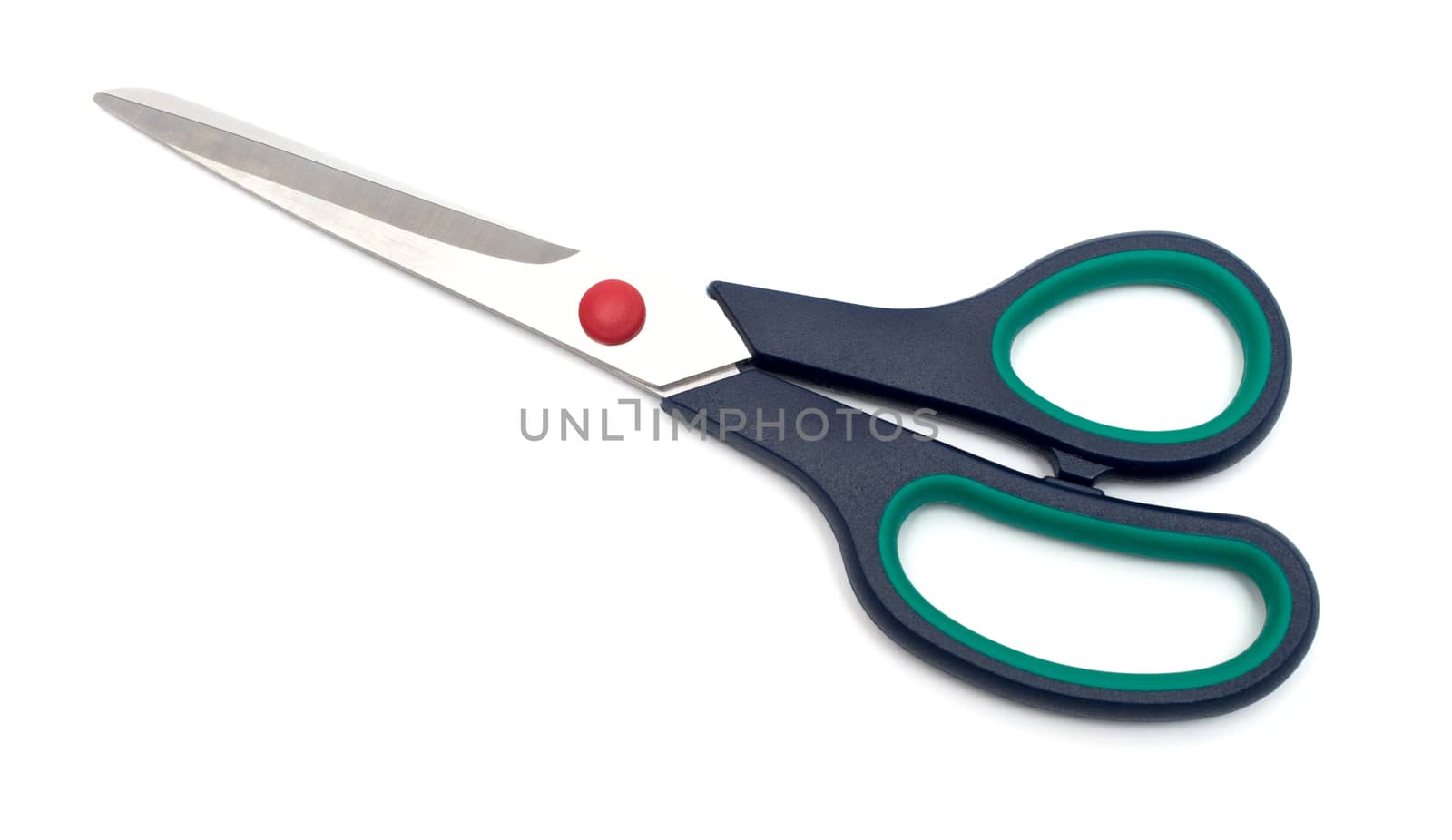 scissors cutting on white background