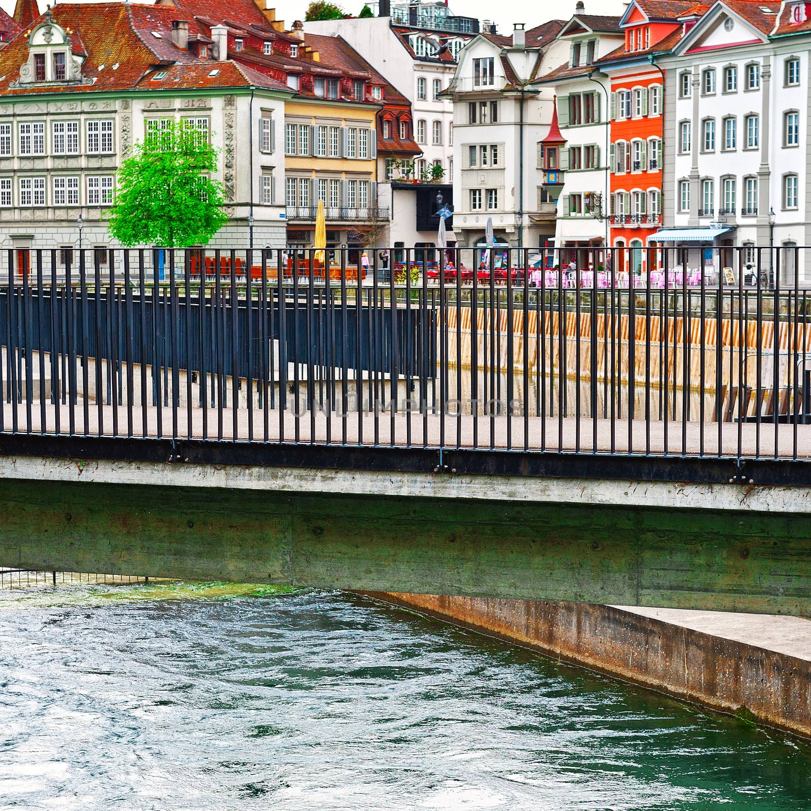  Bridge over the River Reuss in the City of Lucerne, Switzerland