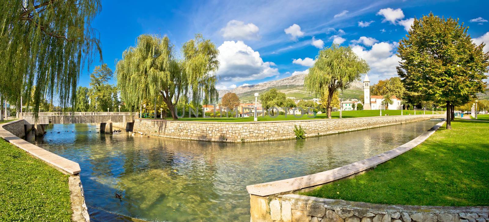 Town of Solin panoramic view of Jadro river, Dalmatia, Croatia