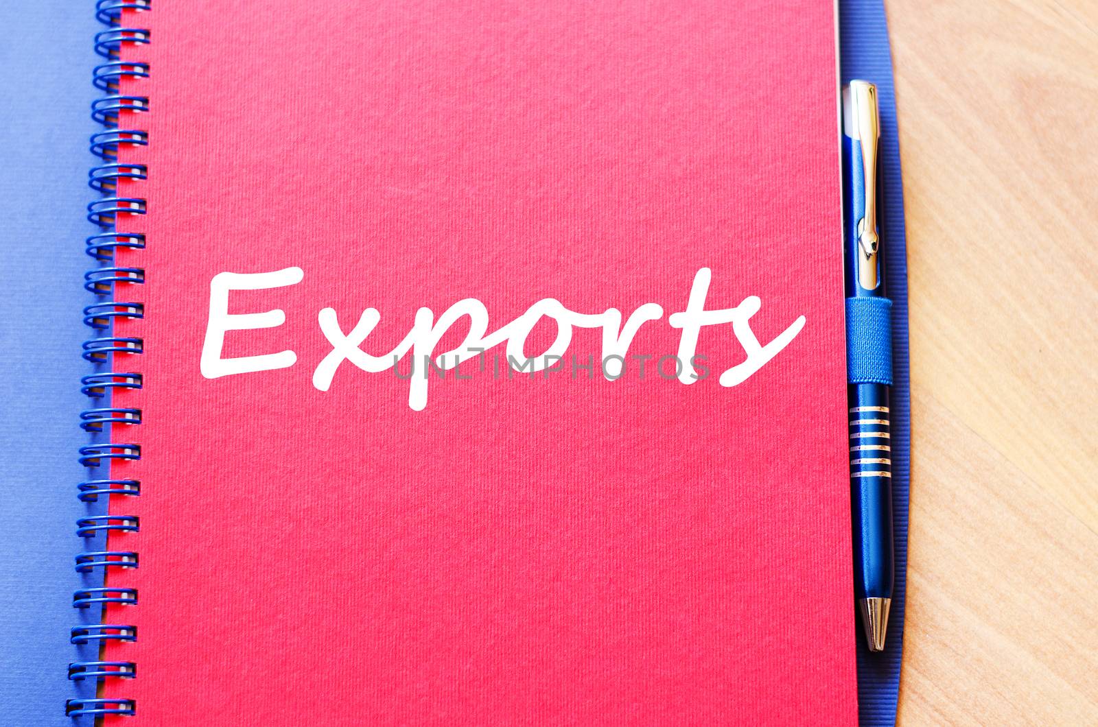 Exports text concept write on notebook with pen