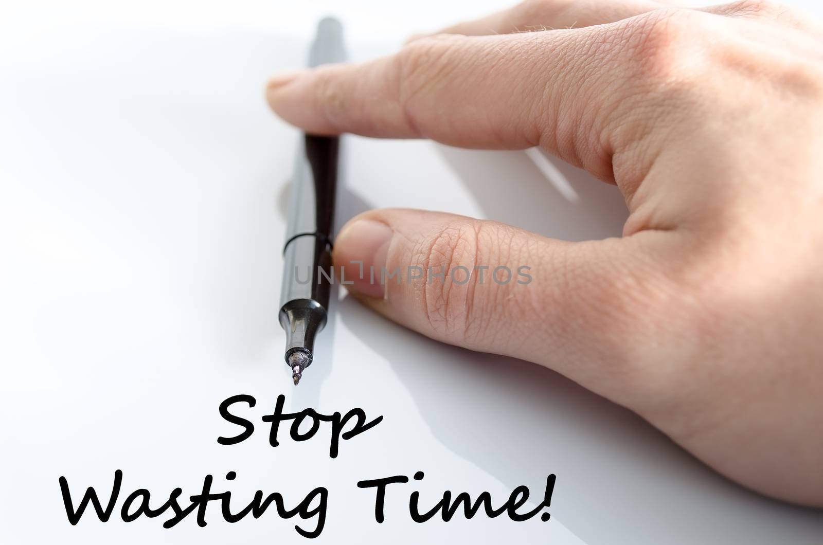 Stop wasting time text concept isolated over white background
