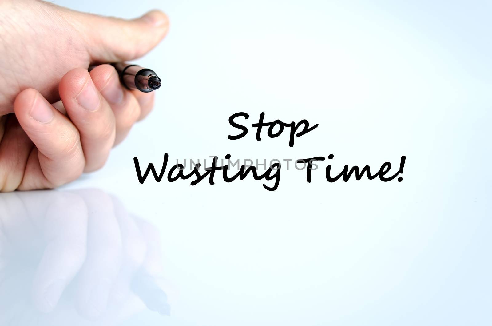 Stop wasting time text concept isolated over white background