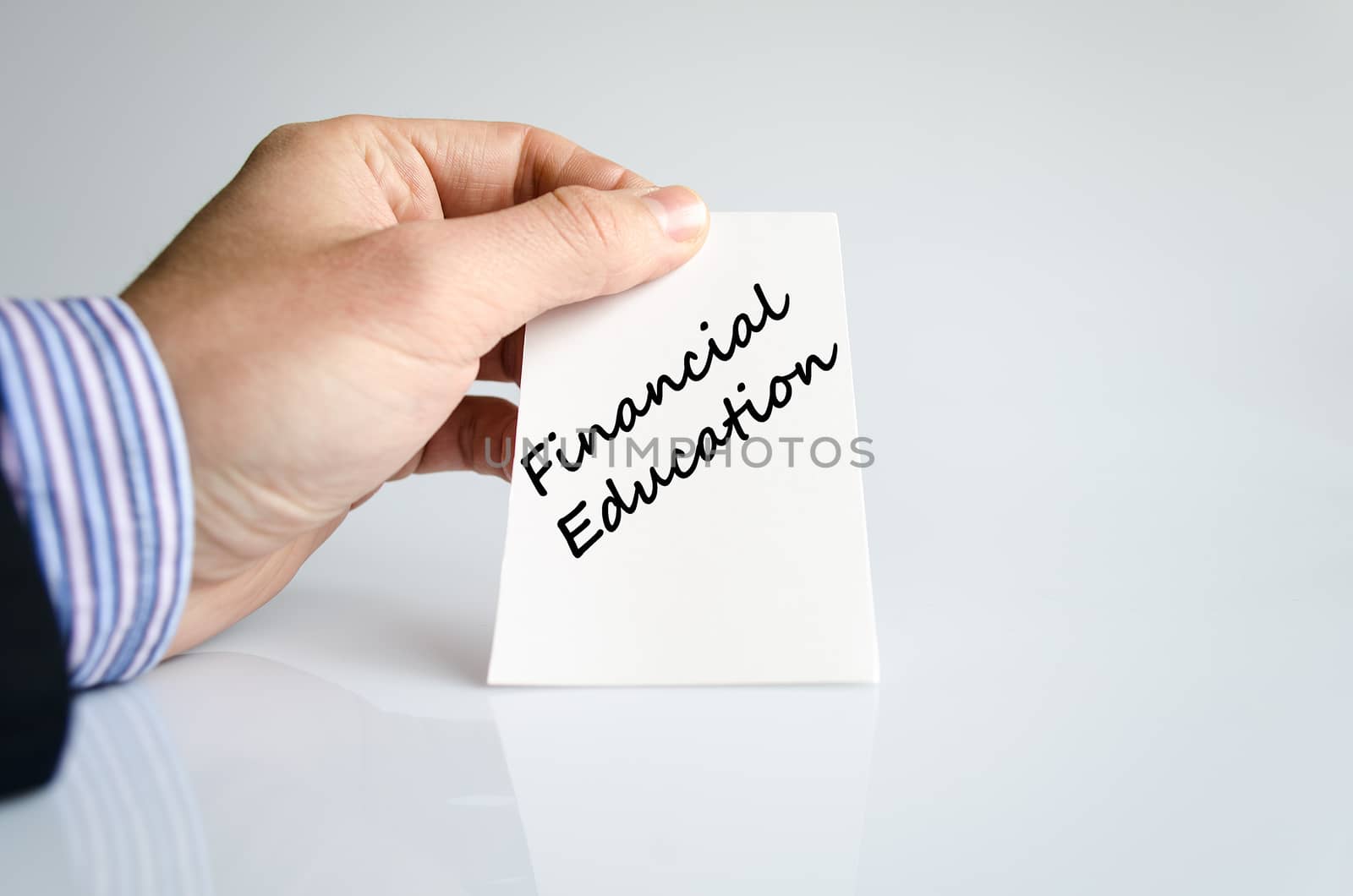 Financial education text concept isolated over white background