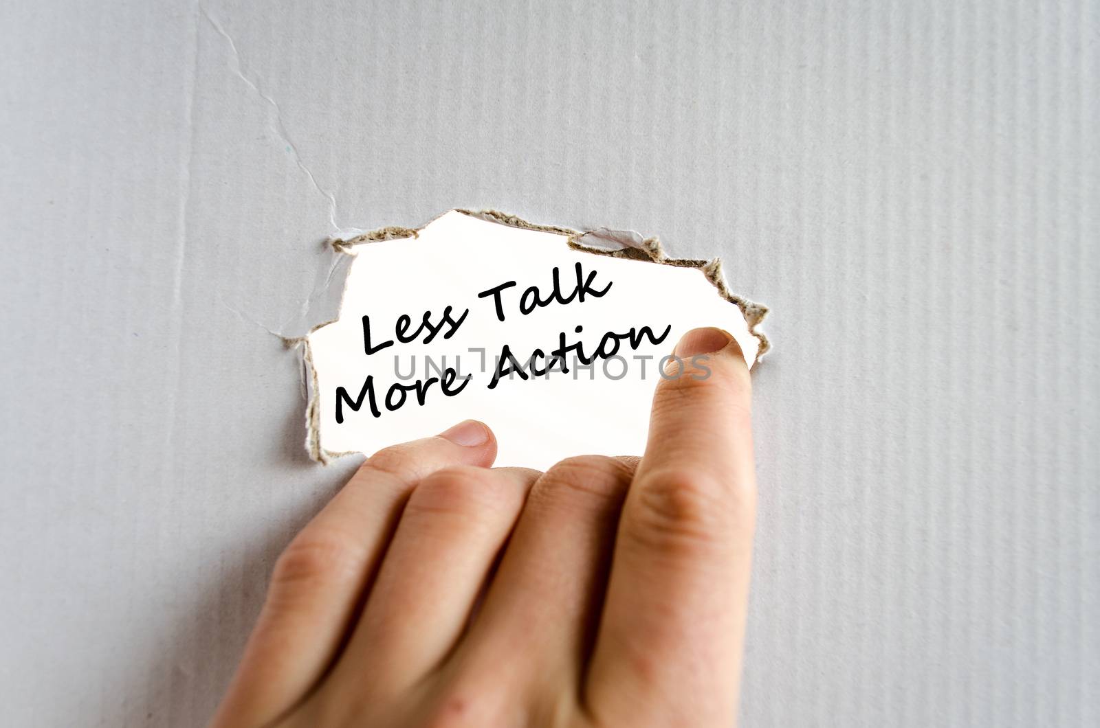 Less talk more action text concept isolated over white background