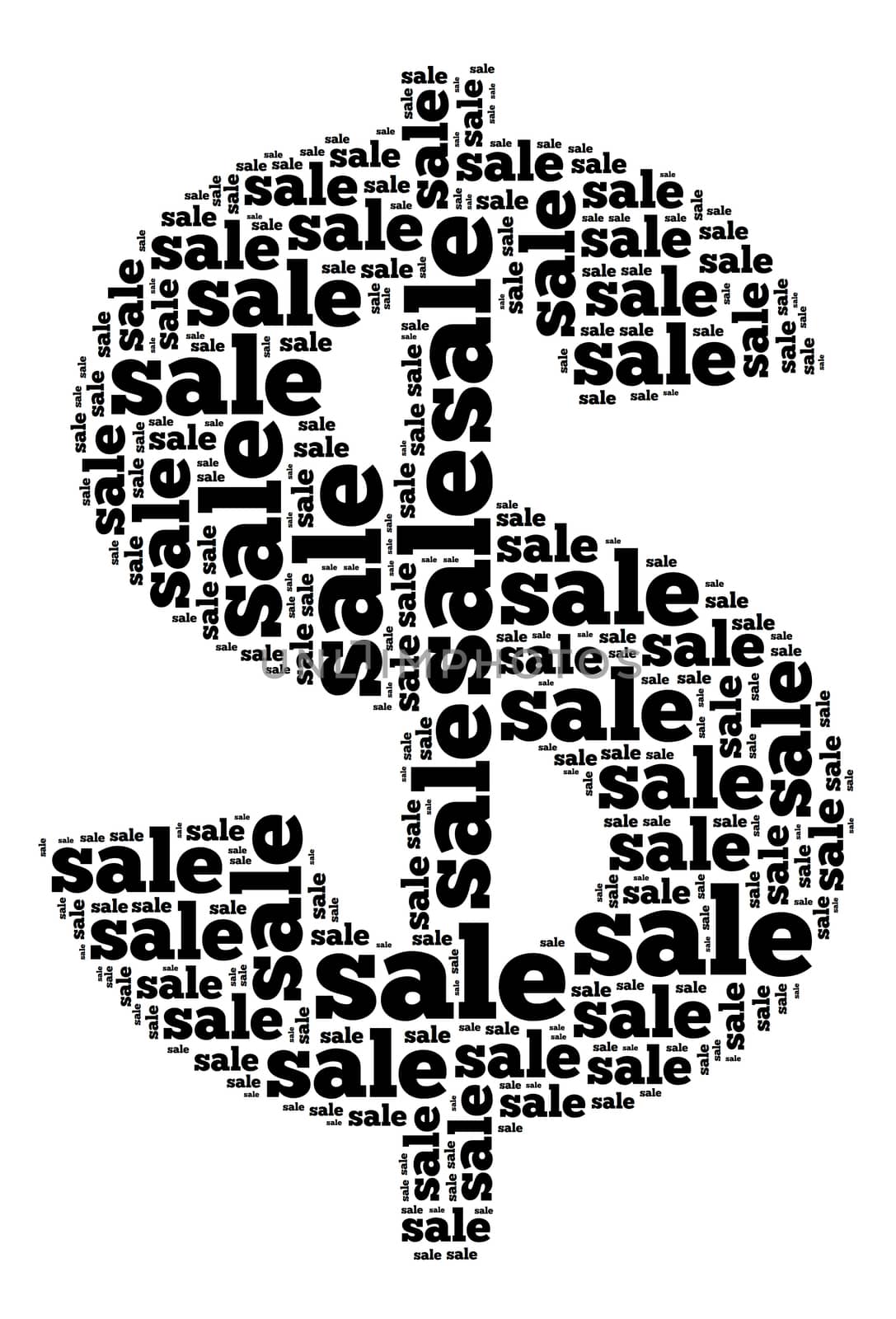 Sale word cloud concept in dollar shape