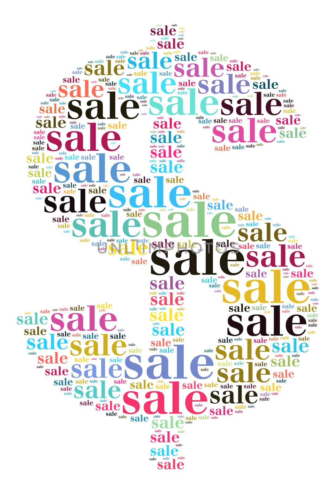 Sale word cloud concept in dollar shape