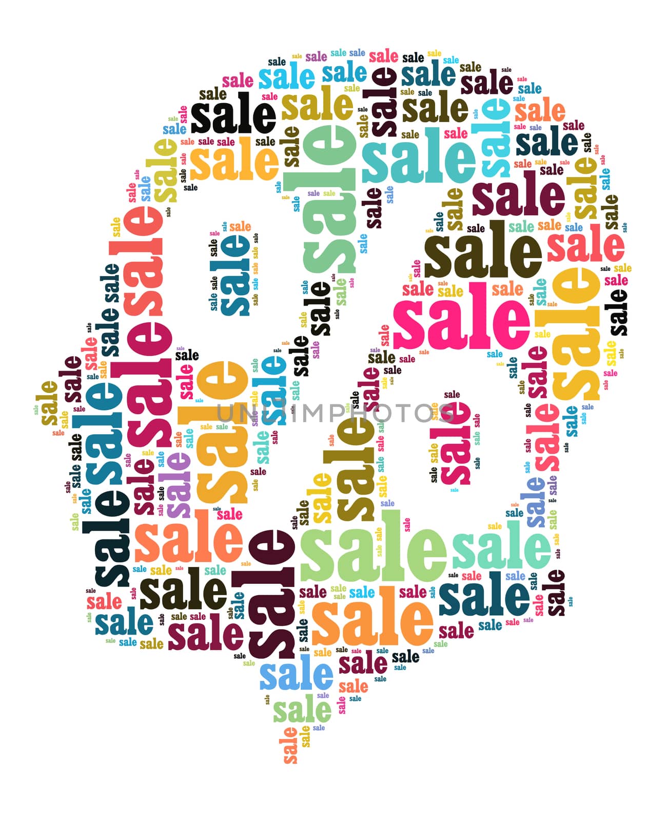 Sale word cloud concept in human head shape