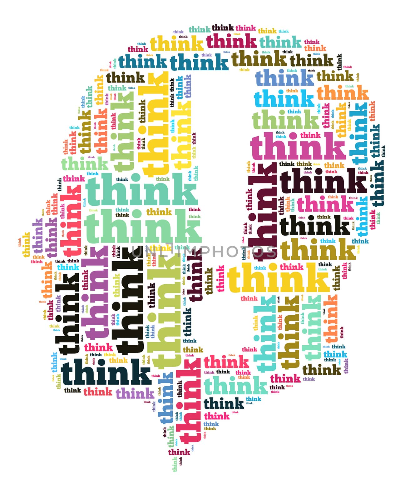 Think word cloud concept in human head shape