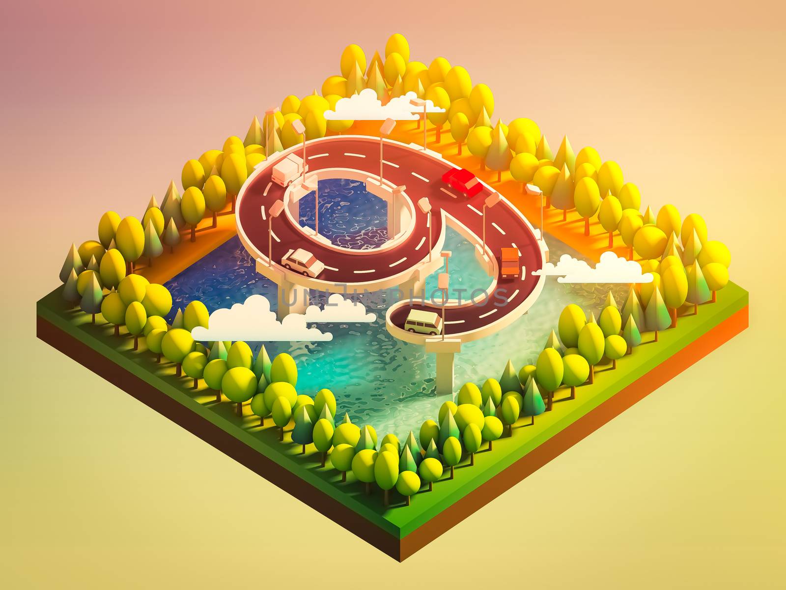 Isometric island transportation, road is number nine