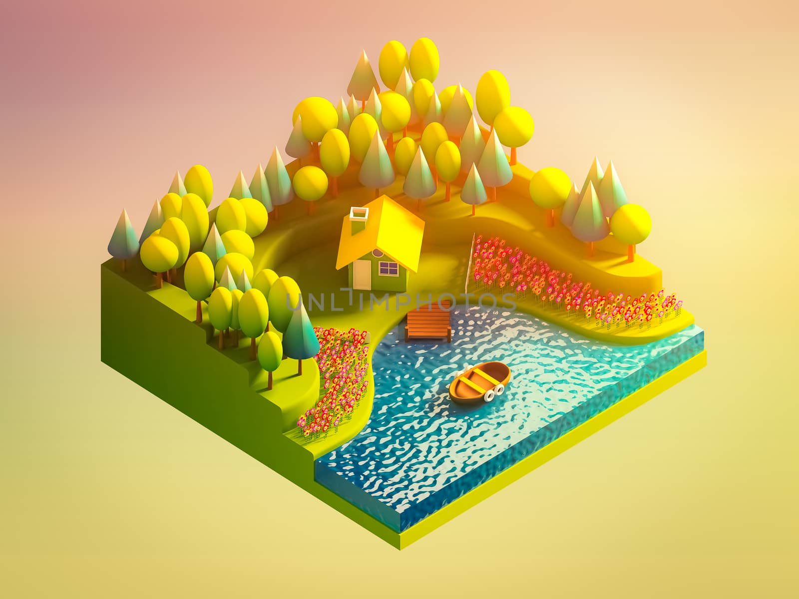 green earth concept in isometric view