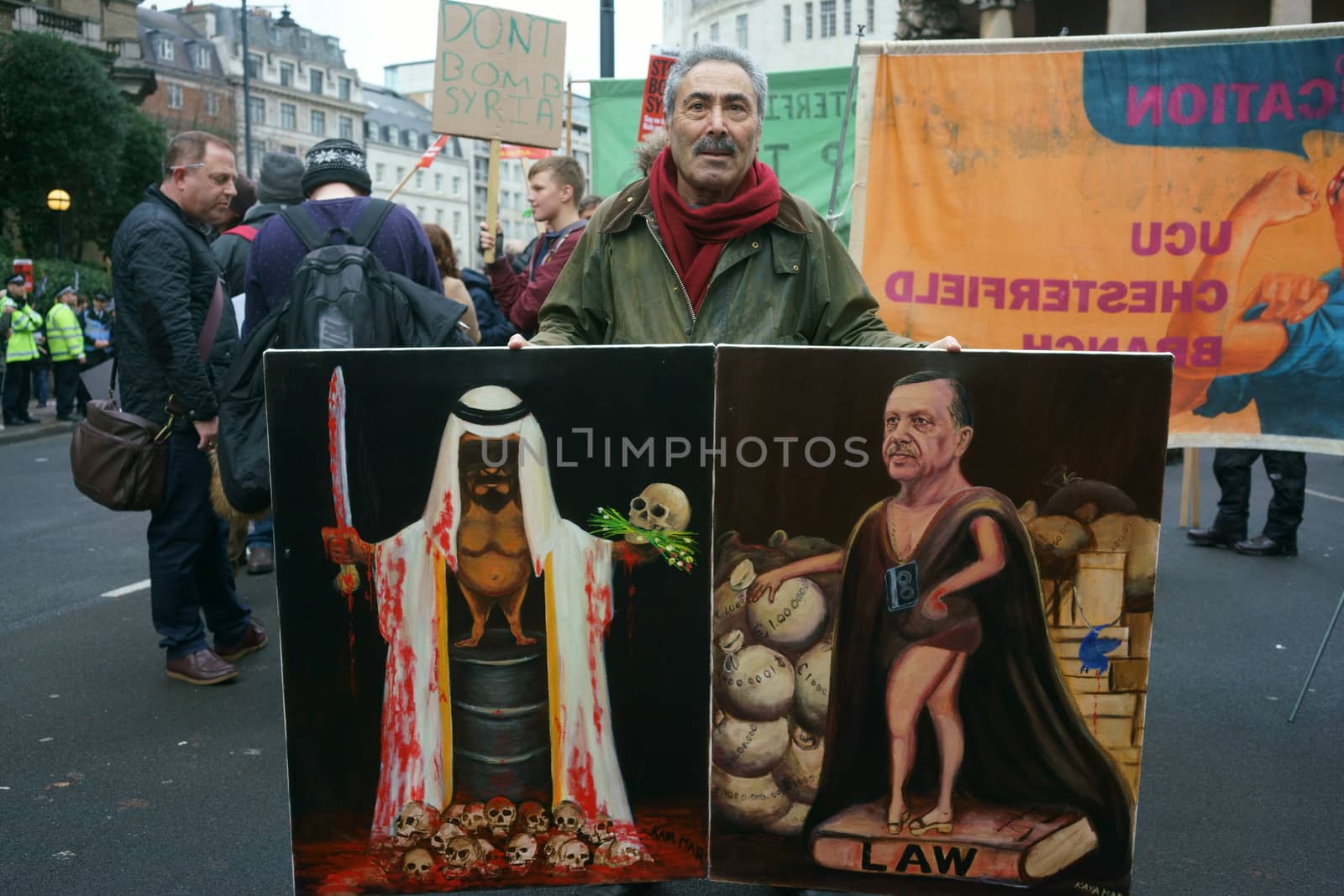 ENGLAND, London: Thousands of people gathered in London on December 12, 2015, to call for an end to the UK's bombing in Syria.Demonstrators marched to Downing Street to call for an immediate halt to air strikes in the war-ravaged country.