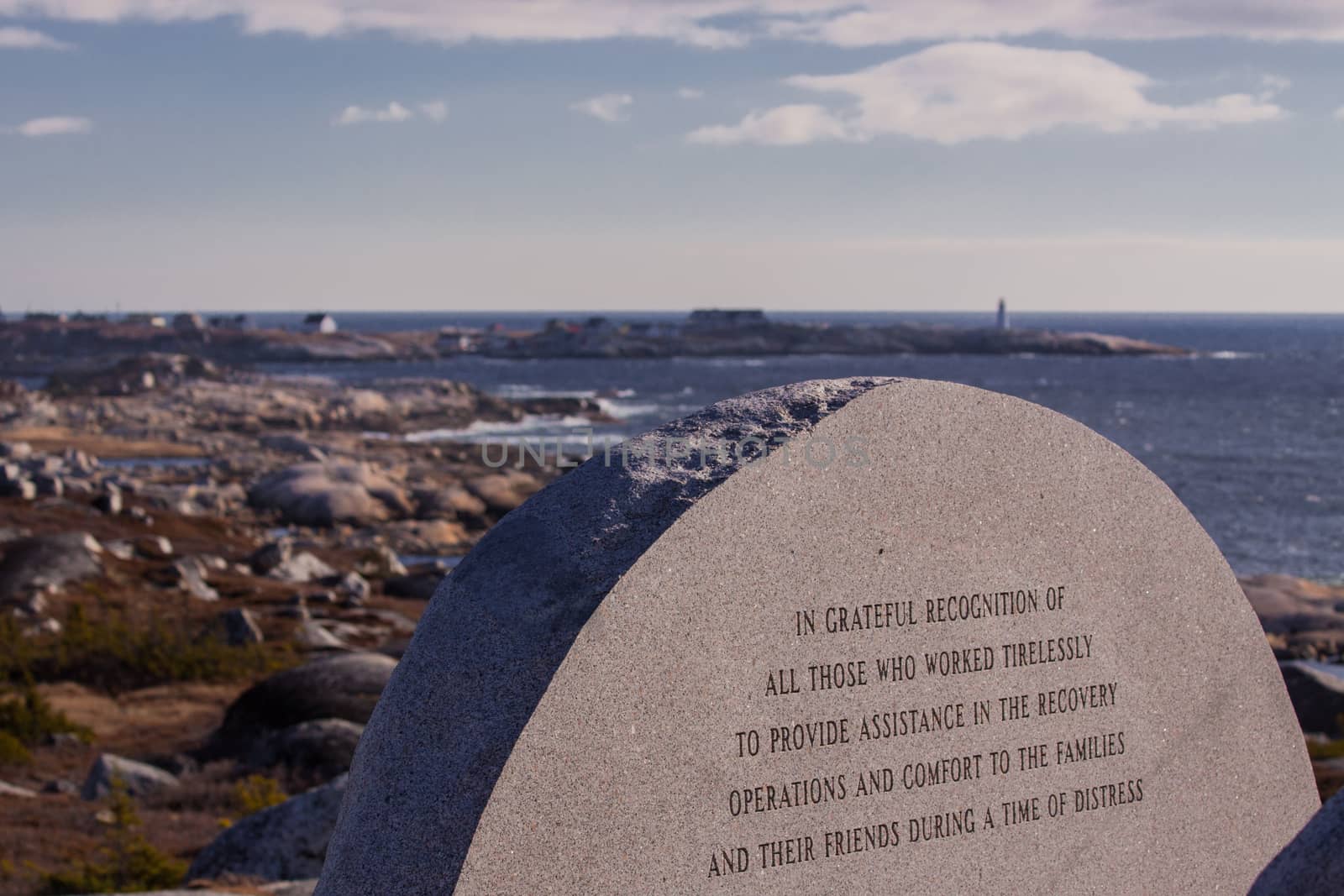 Scenery on the beautiful,rugged Nova Scotia atlantic ocean coast.Scenic view from Fligh111 memorial, Peggys Cove