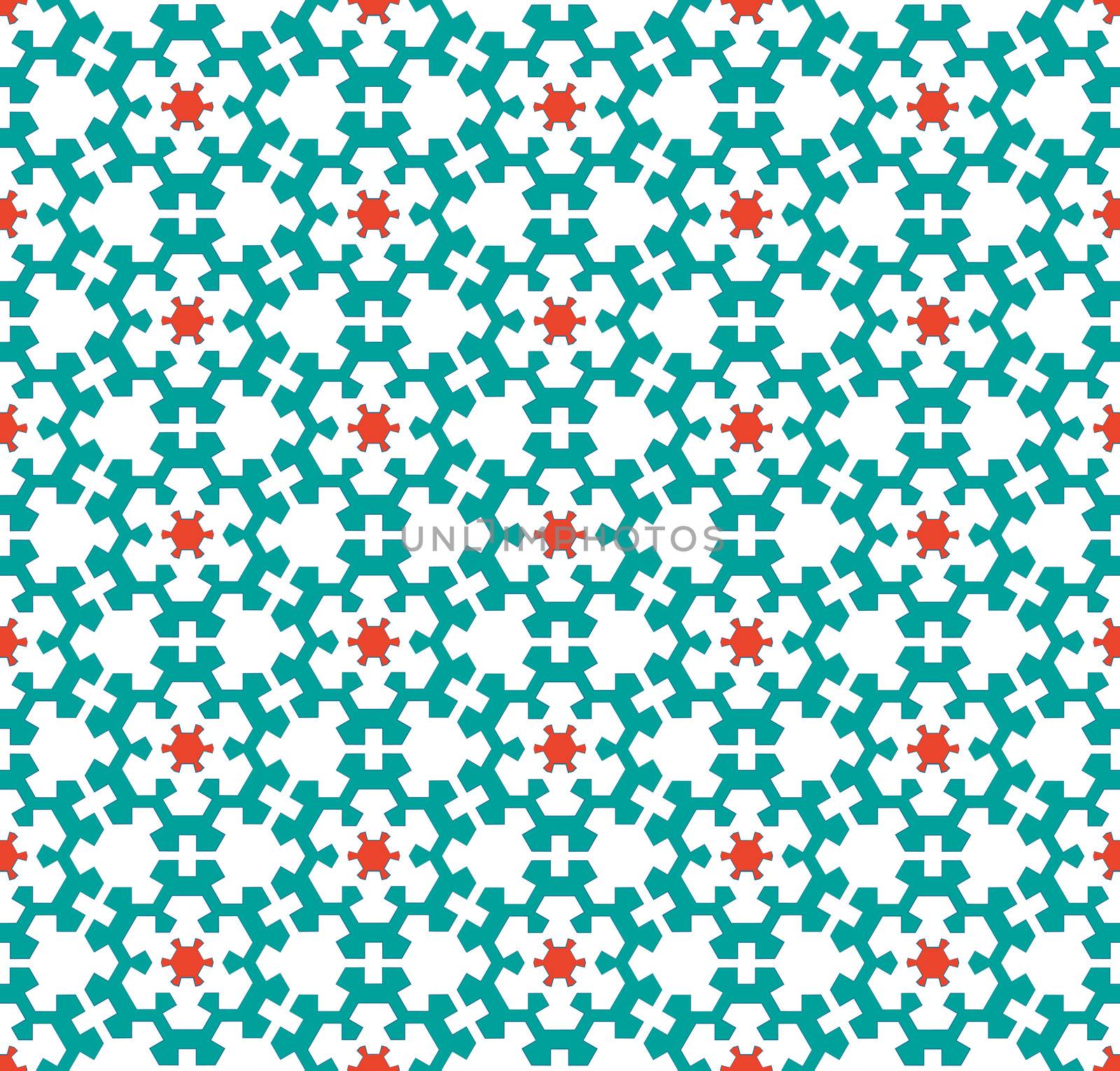 winter background or textile pattern with stylized emerald green snowflakes