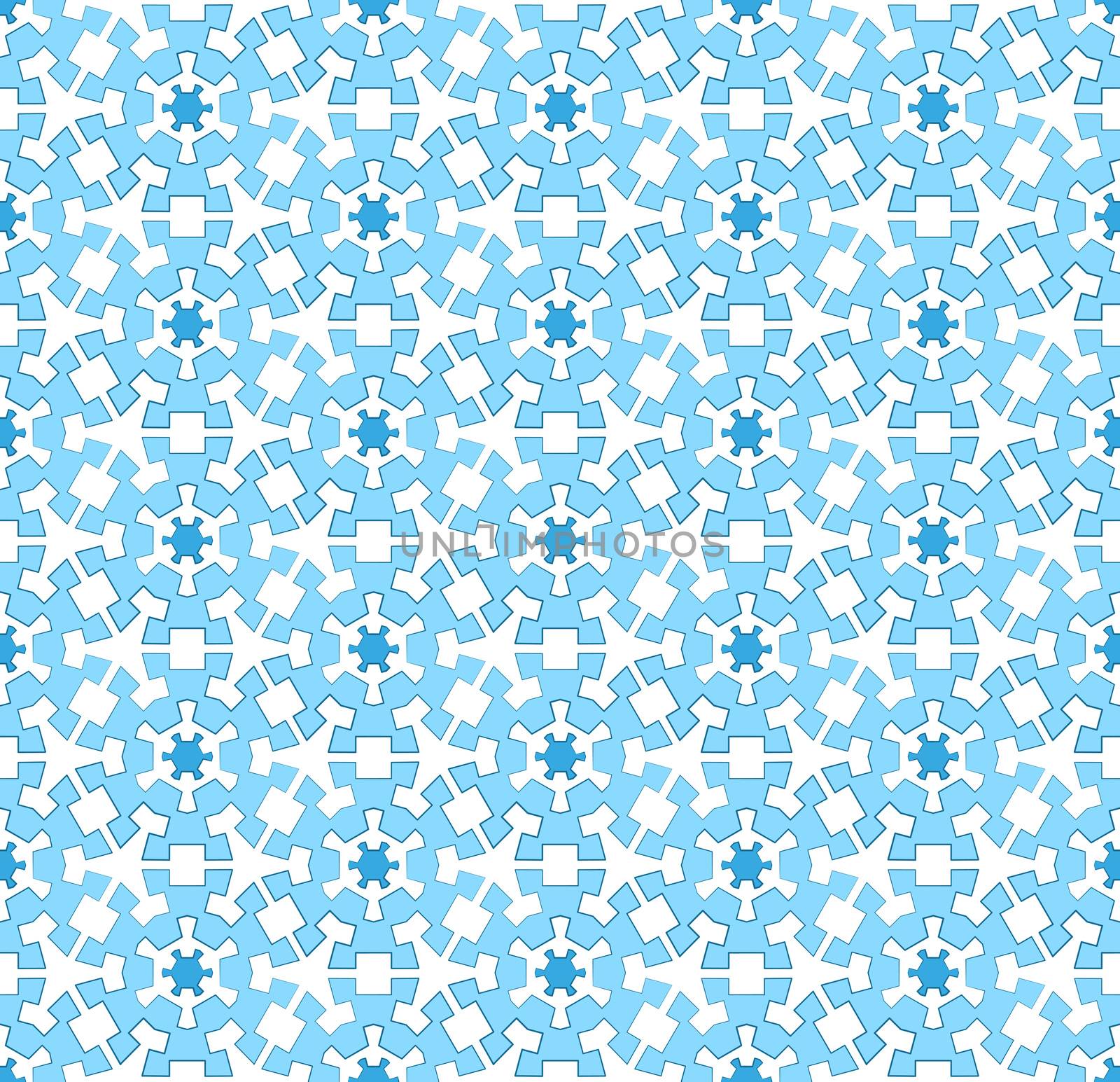 winter background or textile pattern with stylized blue snowflakes