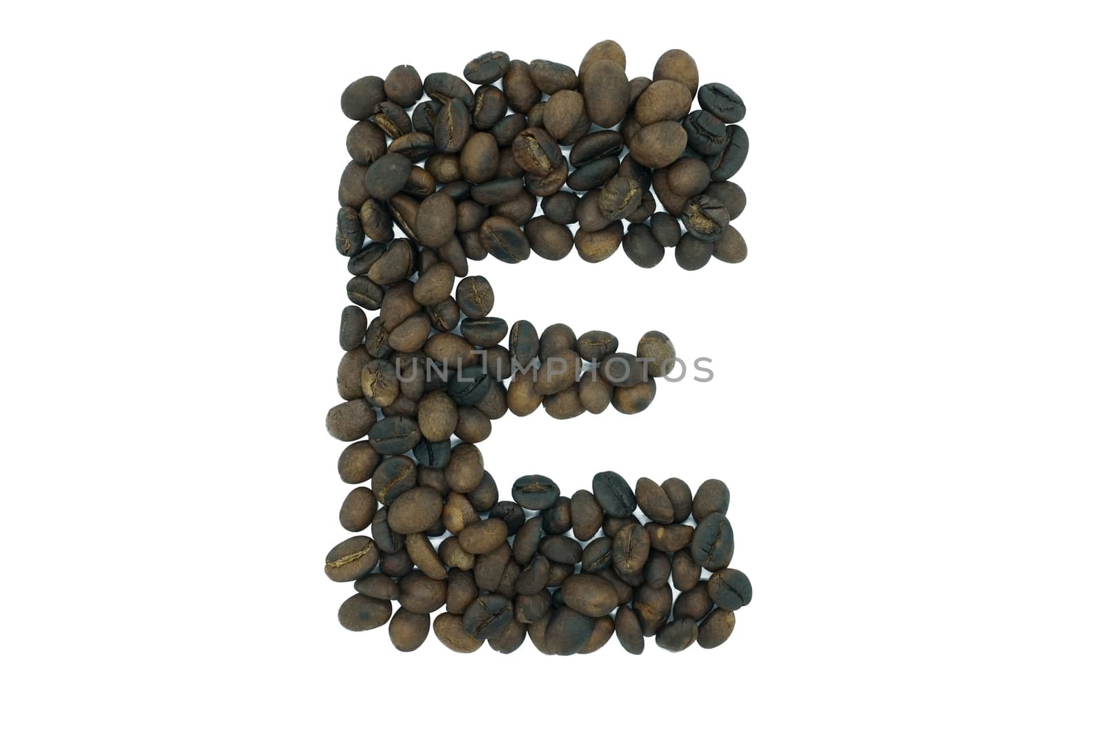 Creative alphabet from coffee bean